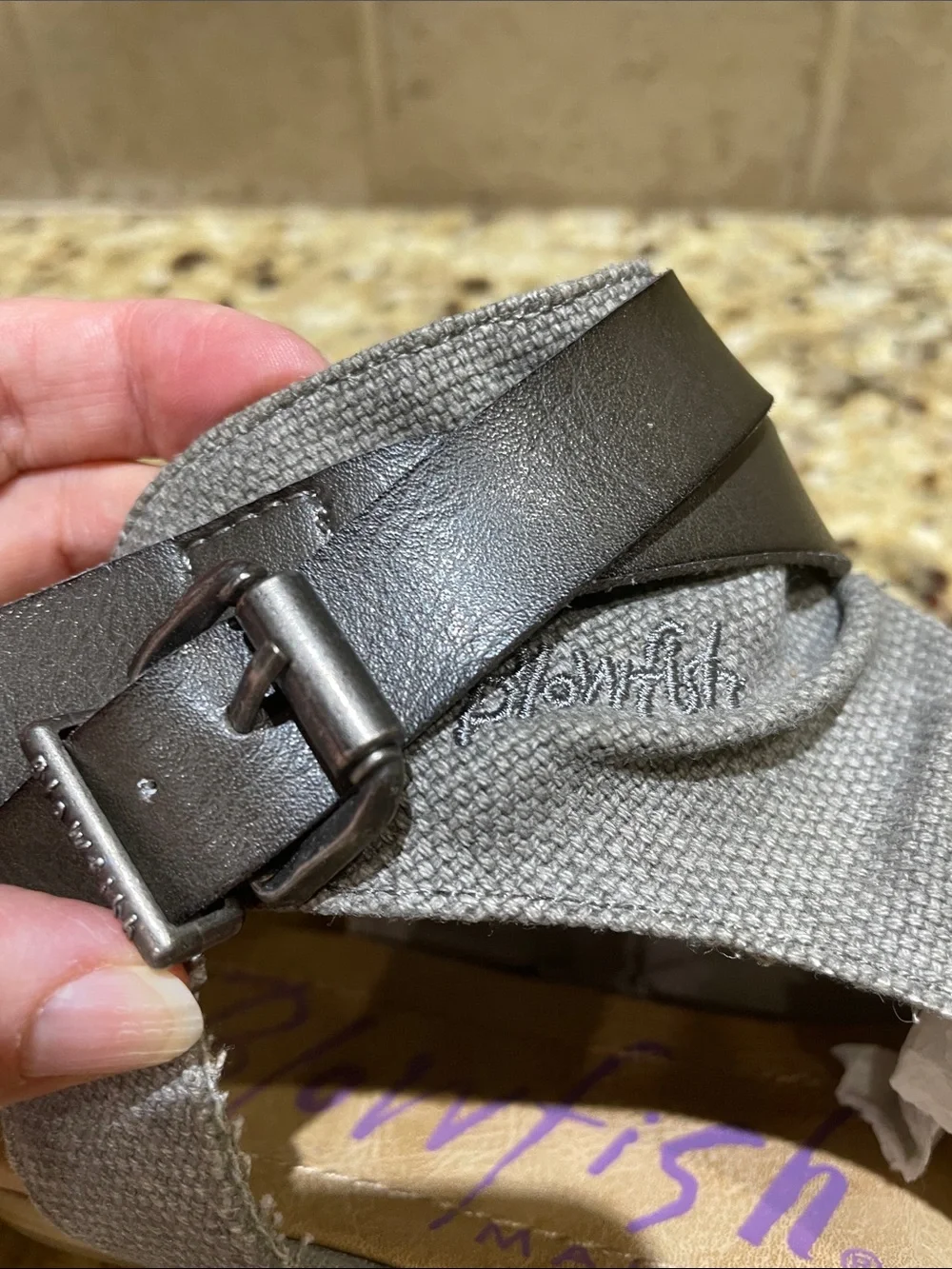 Blowfish Gray Canvas Wrap Sandals with Buckle Strap Size 7